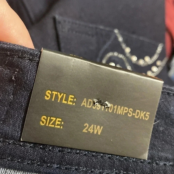 Dkin  Dark Dark Blue Studded Pockets Stretch Straight Legged Jeans - Picture 9 of 9